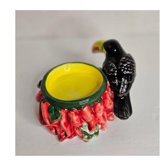 Toucan red peppers candle holder, Rare ceramic Costa Rico Central America - Picture 2 of 6
